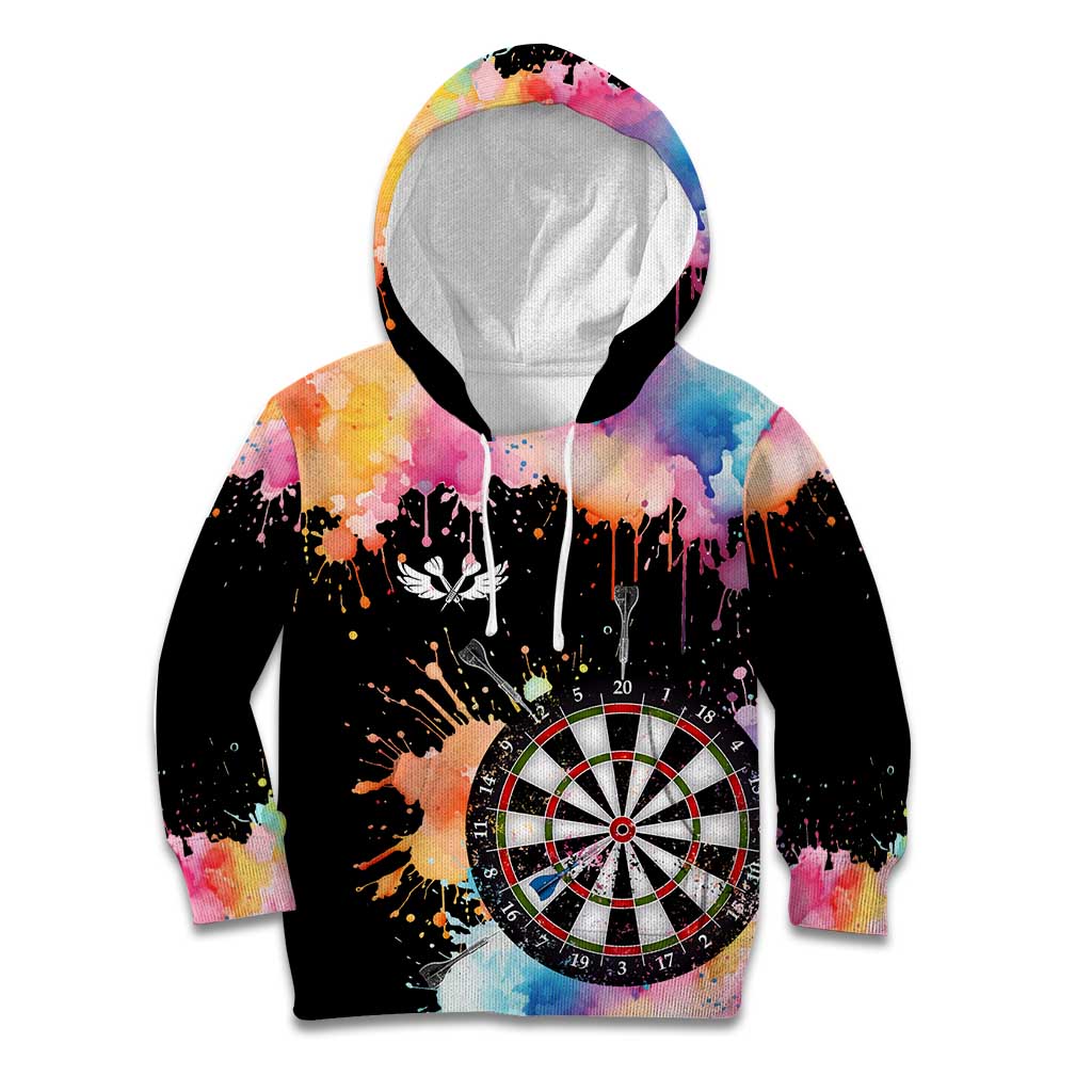 Dartboard and Colorful Paint Splash Darts Kid Hoodie with Aim Shoot Swear Repeat Quote Custom Name TS04