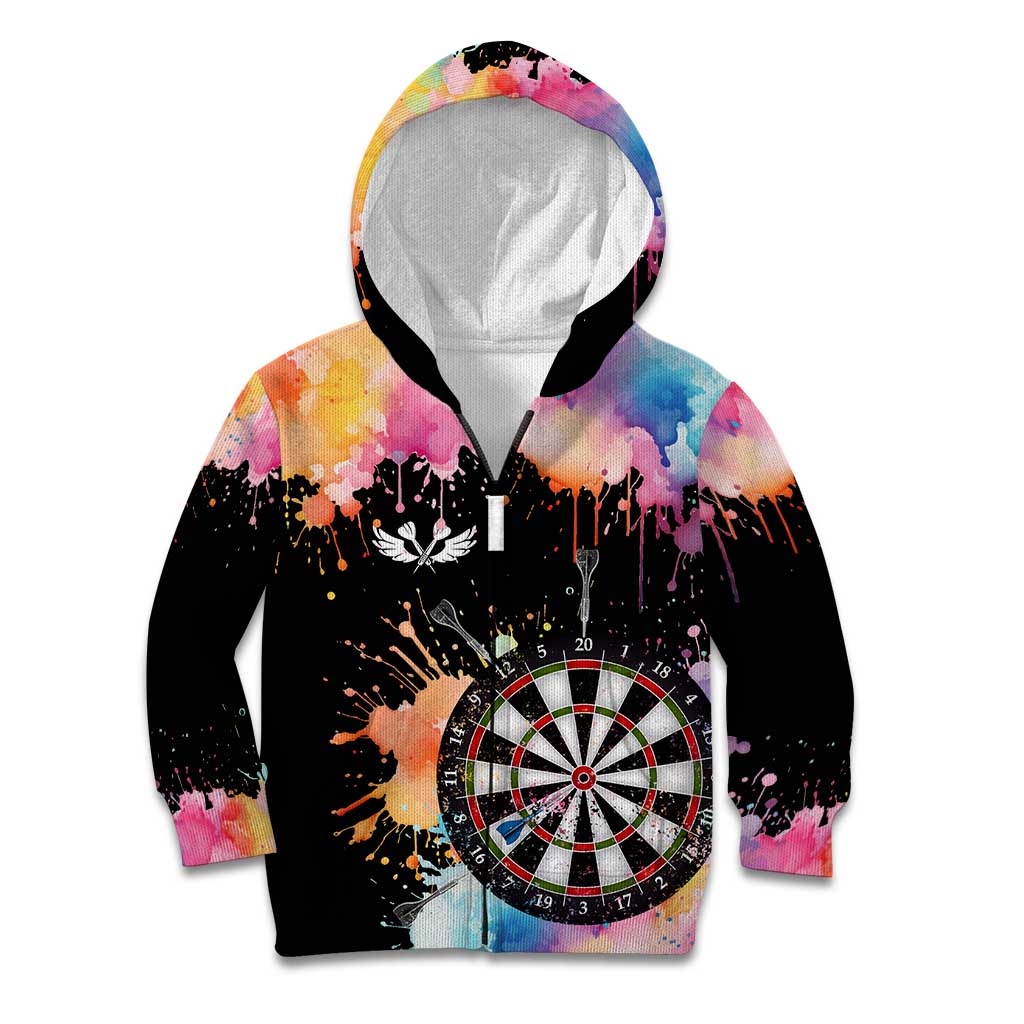 Dartboard and Colorful Paint Splash Darts Kid Hoodie with Aim Shoot Swear Repeat Quote Custom Name TS04