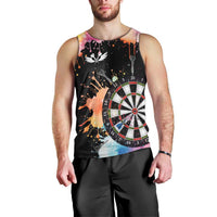 Dartboard and Colorful Paint Splash Darts Men Tank Top with Aim Shoot Swear Repeat Quote Custom Name TS04