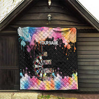 Dartboard and Colorful Paint Splash Darts Quilt with Aim Shoot Swear Repeat Quote Custom Name - Wonder Print Shop