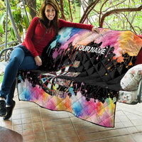 Dartboard and Colorful Paint Splash Darts Quilt with Aim Shoot Swear Repeat Quote Custom Name - Wonder Print Shop