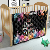 Dartboard and Colorful Paint Splash Darts Quilt with Aim Shoot Swear Repeat Quote Custom Name - Wonder Print Shop