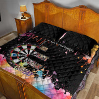 Dartboard and Colorful Paint Splash Darts Quilt Bed Set with Aim Shoot Swear Repeat Quote Custom Name - Wonder Print Shop