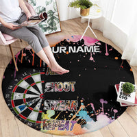 Dartboard and Colorful Paint Splash Darts Round Carpet with Aim Shoot Swear Repeat Quote Custom Name - Wonder Print Shop