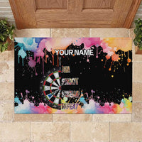 Dartboard and Colorful Paint Splash Darts Rubber Doormat with Aim Shoot Swear Repeat Quote Custom Name - Wonder Print Shop