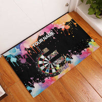 Dartboard and Colorful Paint Splash Darts Rubber Doormat with Aim Shoot Swear Repeat Quote Custom Name - Wonder Print Shop