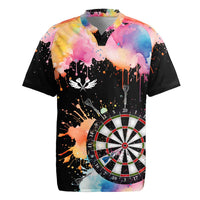 Dartboard and Colorful Paint Splash Darts Rugby Jersey with Aim Shoot Swear Repeat Quote Custom Name TS04