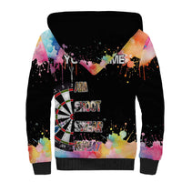 Dartboard and Colorful Paint Splash Darts Sherpa Hoodie with Aim Shoot Swear Repeat Quote Custom Name TS04