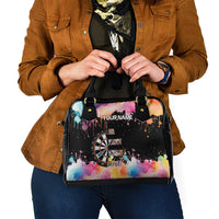 Dartboard and Colorful Paint Splash Darts Shoulder Handbag with Aim Shoot Swear Repeat Quote Custom Name - Wonder Print Shop