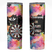 Dartboard and Colorful Paint Splash Darts Skinny Tumbler with Aim Shoot Swear Repeat Quote Custom Name - Wonder Print Shop