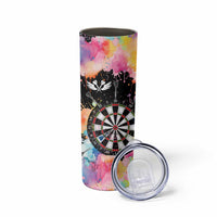 Dartboard and Colorful Paint Splash Darts Skinny Tumbler with Aim Shoot Swear Repeat Quote Custom Name - Wonder Print Shop