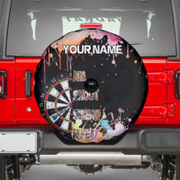 Dartboard and Colorful Paint Splash Darts Spare Tire Cover with Aim Shoot Swear Repeat Quote Custom Name - Wonder Print Shop