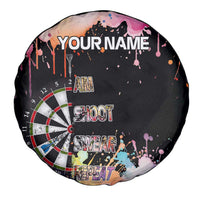 Dartboard and Colorful Paint Splash Darts Spare Tire Cover with Aim Shoot Swear Repeat Quote Custom Name - Wonder Print Shop