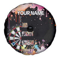 Dartboard and Colorful Paint Splash Darts Spare Tire Cover with Aim Shoot Swear Repeat Quote Custom Name - Wonder Print Shop