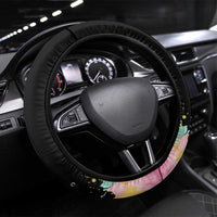 Dartboard and Colorful Paint Splash Darts Steering Wheel Cover with Aim Shoot Swear Repeat Quote Name - Wonder Print Shop