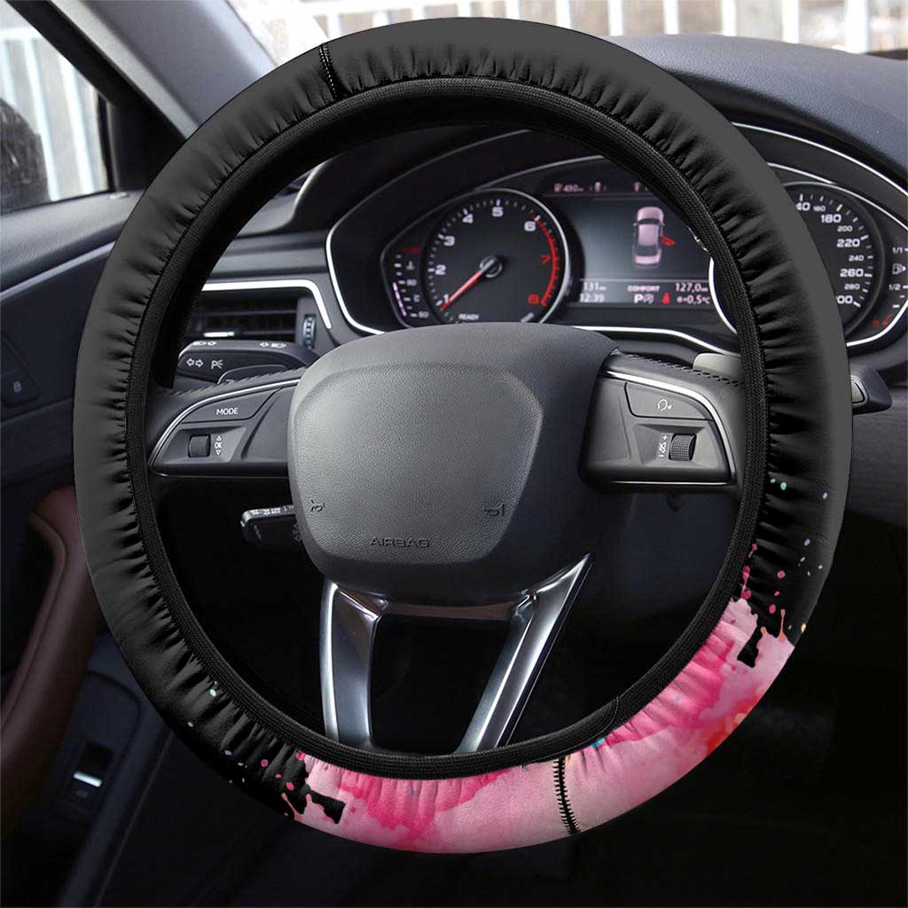 Dartboard and Colorful Paint Splash Darts Steering Wheel Cover with Aim Shoot Swear Repeat Quote Name - Wonder Print Shop