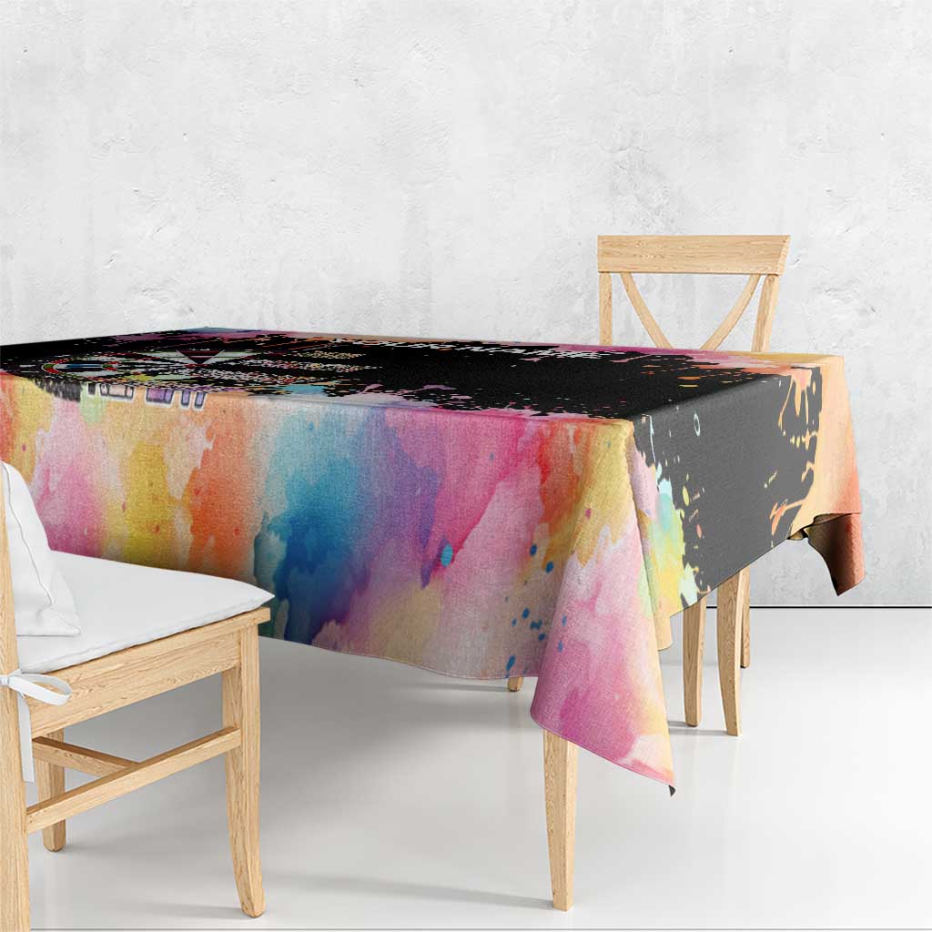 Dartboard and Colorful Paint Splash Darts Tablecloth with Aim Shoot Swear Repeat Quote Custom Name - Wonder Print Shop