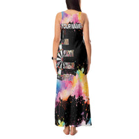 Dartboard and Colorful Paint Splash Darts Tank Maxi Dress with Aim Shoot Swear Repeat Quote Custom Name TS04