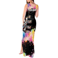 Dartboard and Colorful Paint Splash Darts Tank Maxi Dress with Aim Shoot Swear Repeat Quote Custom Name TS04