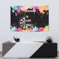 Dartboard and Colorful Paint Splash Darts Tapestry with Aim Shoot Swear Repeat Quote Custom Name - Wonder Print Shop