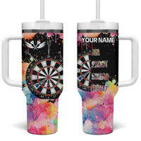Dartboard and Colorful Paint Splash Darts Tumbler With Handle with Aim Shoot Swear Repeat Quote Custom Name - Wonder Print Shop