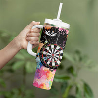 Dartboard and Colorful Paint Splash Darts Tumbler With Handle with Aim Shoot Swear Repeat Quote Custom Name - Wonder Print Shop