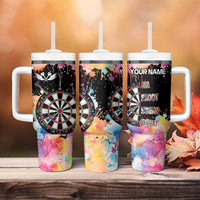 Dartboard and Colorful Paint Splash Darts Tumbler With Handle with Aim Shoot Swear Repeat Quote Custom Name - Wonder Print Shop