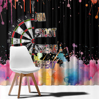 Dartboard and Colorful Paint Splash Darts Window Curtain with Aim Shoot Swear Repeat Quote Custom Name - Wonder Print Shop