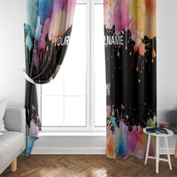 Dartboard and Colorful Paint Splash Darts Window Curtain with Aim Shoot Swear Repeat Quote Custom Name - Wonder Print Shop