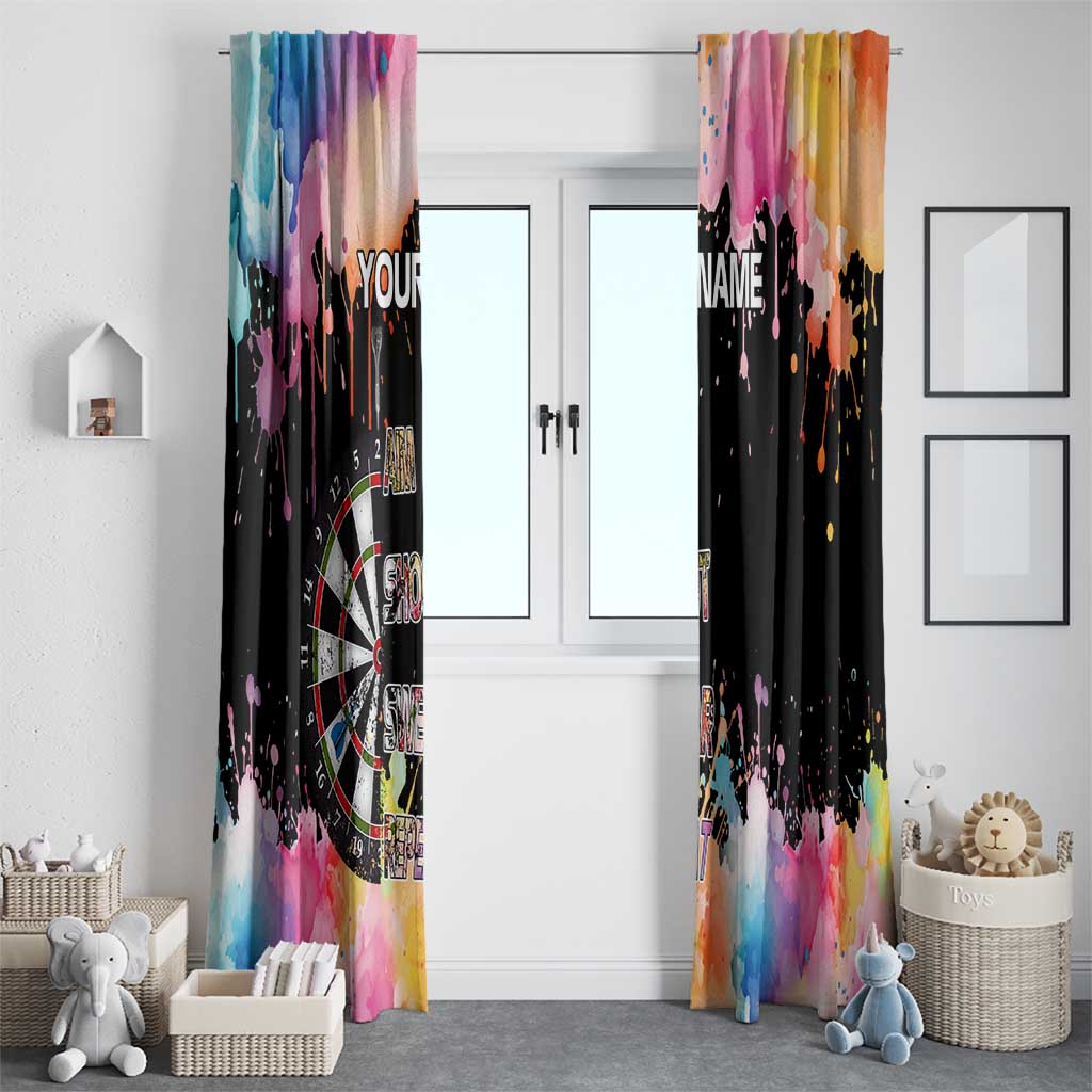 Dartboard and Colorful Paint Splash Darts Window Curtain with Aim Shoot Swear Repeat Quote Custom Name - Wonder Print Shop