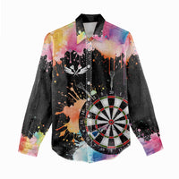 Dartboard and Colorful Paint Splash Darts Women Casual Shirt with Aim Shoot Swear Repeat Quote Custom Name TS04