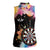 Dartboard and Colorful Paint Splash Darts Women Sleeveless Polo Shirt with Aim Shoot Swear Repeat Quote Custom Name TS04