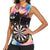 Dartboard and Colorful Paint Splash Darts Women Sleeveless Polo Shirt with Aim Shoot Swear Repeat Quote Custom Name TS04