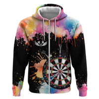 Dartboard and Colorful Paint Splash Darts Zip Hoodie with Aim Shoot Swear Repeat Quote Custom Name TS04