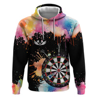 Dartboard and Colorful Paint Splash Darts Zip Hoodie with Aim Shoot Swear Repeat Quote Custom Name TS04