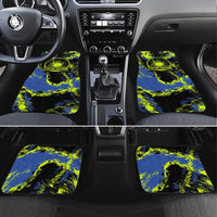 Abstract Blue and Yellow Bowling Ball Strike Design Car Mats with Custom Name Print - Wonder Print Shop