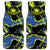 Abstract Blue and Yellow Bowling Ball Strike Design Car Mats with Custom Name Print - Wonder Print Shop