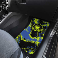 Abstract Blue and Yellow Bowling Ball Strike Design Car Mats with Custom Name Print - Wonder Print Shop