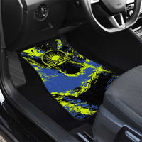 Abstract Blue and Yellow Bowling Ball Strike Design Car Mats with Custom Name Print - Wonder Print Shop