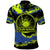 Abstract Blue and Yellow Bowling Ball Strike Design Polo Shirt with Custom Name Print - Wonder Print Shop
