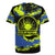 Abstract Blue and Yellow Bowling Ball Strike Design Rugby Jersey with Custom Name Print - Wonder Print Shop