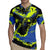 Abstract Blue and Yellow Bowling Ball Strike Design Rugby Jersey with Custom Name Print - Wonder Print Shop