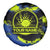 Abstract Blue and Yellow Bowling Ball Strike Design Spare Tire Cover with Custom Name Print - Wonder Print Shop