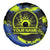 Abstract Blue and Yellow Bowling Ball Strike Design Spare Tire Cover with Custom Name Print - Wonder Print Shop