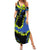 Abstract Blue and Yellow Bowling Ball Strike Design Summer Maxi Dress with Custom Name Print - Wonder Print Shop