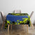 Abstract Blue and Yellow Bowling Ball Strike Design Tablecloth with Custom Name Print - Wonder Print Shop