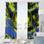 Abstract Blue and Yellow Bowling Ball Strike Design Window Curtain with Custom Name Print - Wonder Print Shop