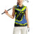 Abstract Blue and Yellow Bowling Ball Strike Design Women Sleeveless Polo Shirt with Custom Name Print - Wonder Print Shop