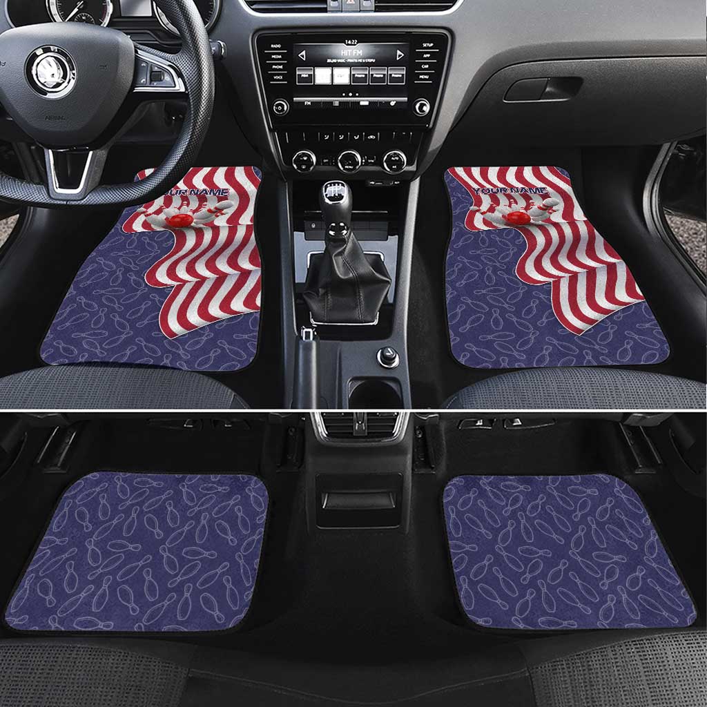 American Flag Bowling Pin Strike Graphic Car Mats with Custom Name and Pattern Background - Wonder Print Shop