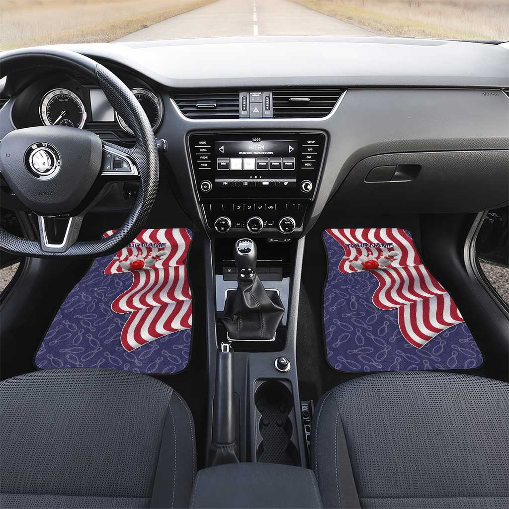 American Flag Bowling Pin Strike Graphic Car Mats with Custom Name and Pattern Background - Wonder Print Shop